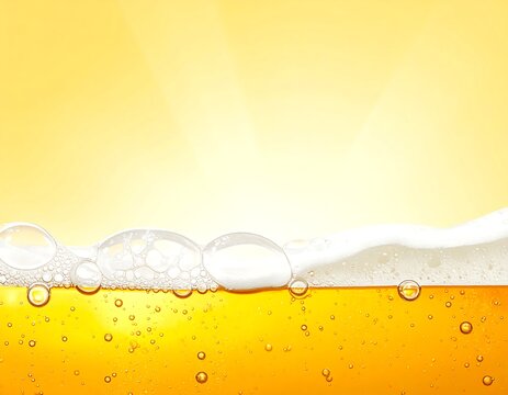 A close-up view of a refreshing golden beverage with foamy top