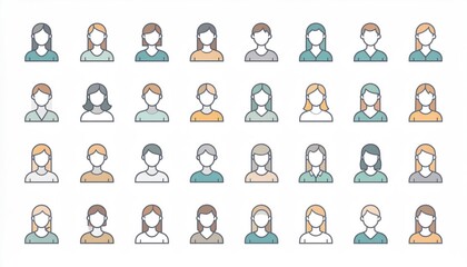 Obraz premium User icon set. Line and glyph profile user avatar on white background