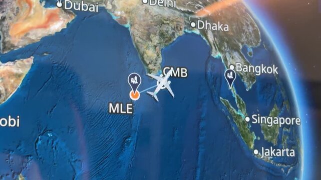 Airplane Flight Map Screen Route Travel Navigation Display