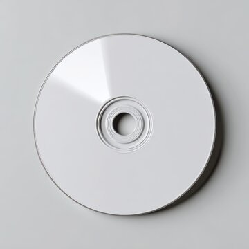 Photorealistic blank CD template mockup showing unprinted label area and subtle edge bevel