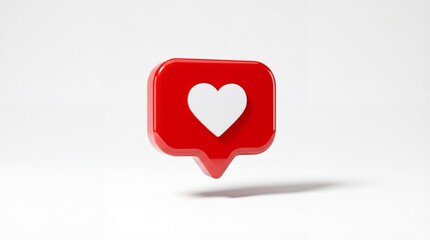 Obraz premium Three dimensional red notification bubble featuring a white heart icon for social media engagement