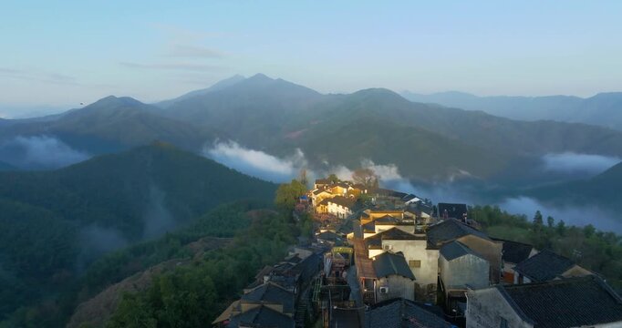 Muli Gong Village, Huangshan, Anhui: An Aerial View of an Ancient Village Above the Clouds