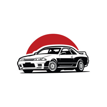 Japan 90s sport car logo vector isolated. Best for automotive related industry