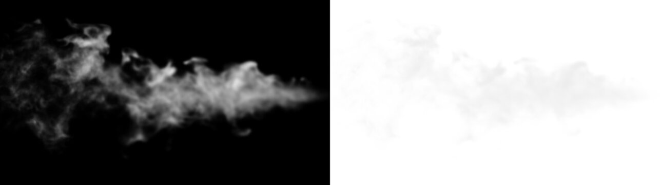 White smoke rising on a transparent background for use in various designs and creative projects