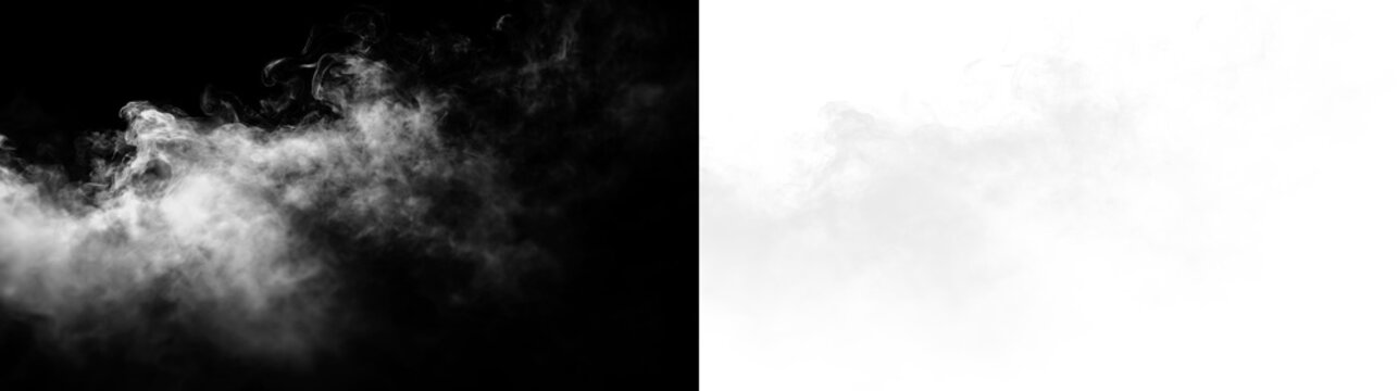White smoke rises gently on a transparent background creating soft shapes and patterns in the air