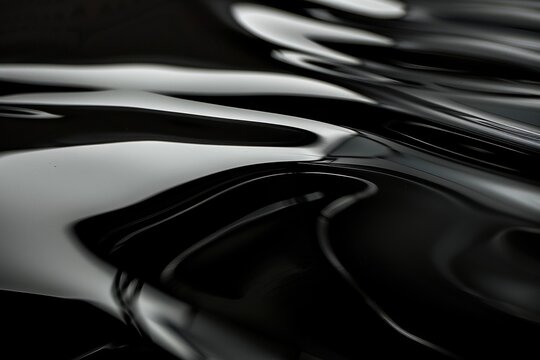 Sleekness and modernity with an abstract black liquid surface Smooth waves and reflections representing luxury innovation and cutting-edge technology The glossy texture and minimalist design evoke.