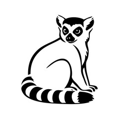 Logotipo con dibujo minimalista con líneas de un lémur de Madagascar sentado  © teracreonte