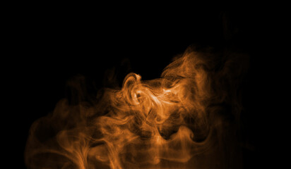 storm particles of dirt flying, glitter brown dust sand isolated black background. texture wind smoke powder in the desert, fine sand cloud abstract. effect to blow wave brown dust © DawStar