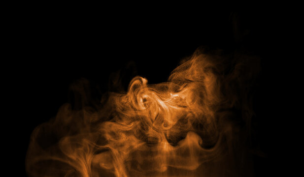 storm particles of dirt flying, glitter brown dust sand isolated black background. texture wind smoke powder in the desert, fine sand cloud abstract. effect to blow wave brown dust