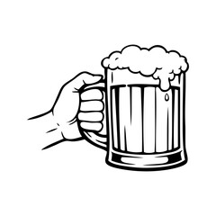Logotipo cervecería con dibujo minimalista con líneas de una mano sujetando una enorme jarra de cerveza © teracreonte