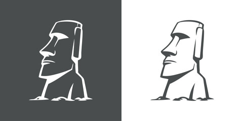Logotipo con dibujo minimalista con líneas de una escultura moai de la Isla de Pascua  © teracreonte