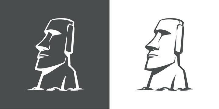 Logotipo con dibujo minimalista con l&iacute;neas de una escultura moai de la Isla de Pascua 