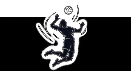 Fototapeta premium A person jumping in the air to hit a volleyball