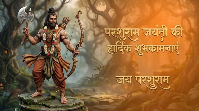 Lord Parshuram Jayanti Illustration with Divine Axe, Bhagwan Parshuram Standing for Hindu Religious Festival Background