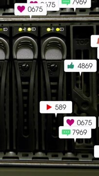 Vertical video: Alerts arriving, bubbles floating and stacking over drive bay, showing many metrics