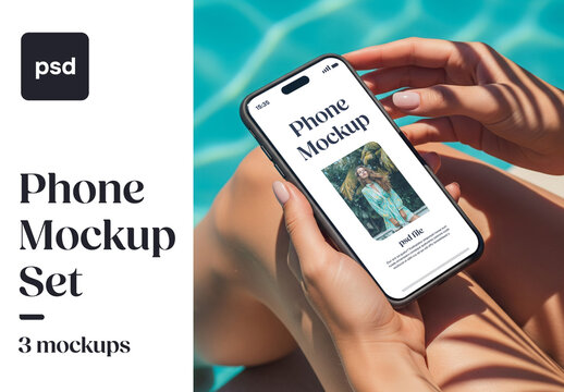 Summer pool smartphone mockup set