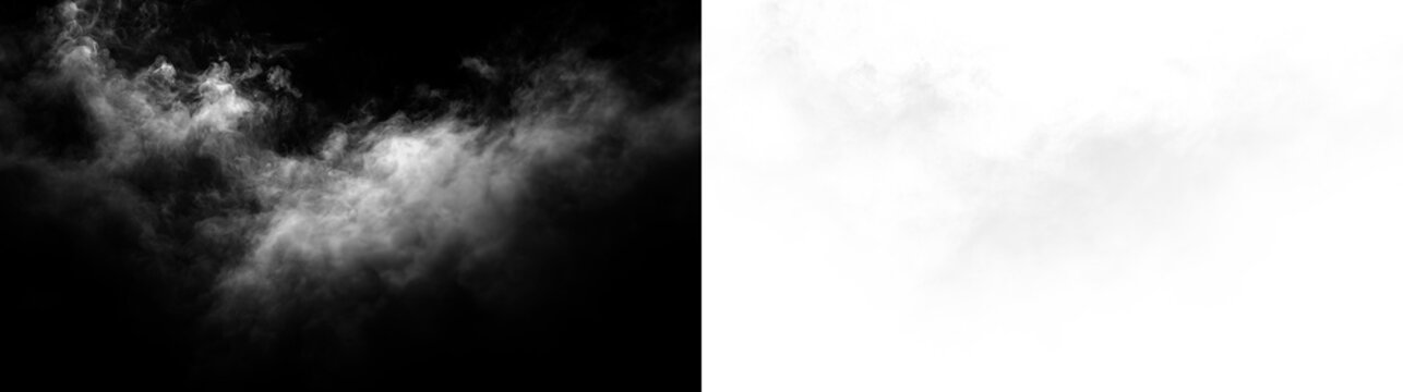 Smoke moves gently across a transparent background creating a wispy effect in an undefined space