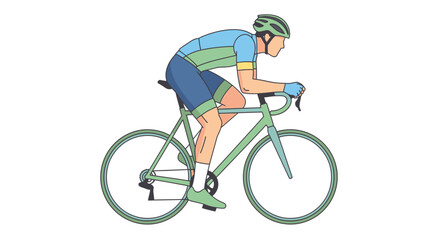Fototapeta premium Male cyclist riding road bike vector illustration