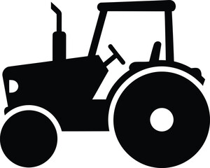 Classic farm tractor vehicle agriculture machinery silhouette icon vector illustration © CreatiMart