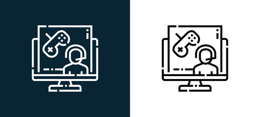 Black and white videogame line icon pair, editable stroke vector illustration for web, mobile apps, UI design, branding, and print from Videoblogger © Nijat