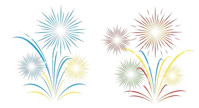 Fireworks exploding in the night sky with colorful sparks