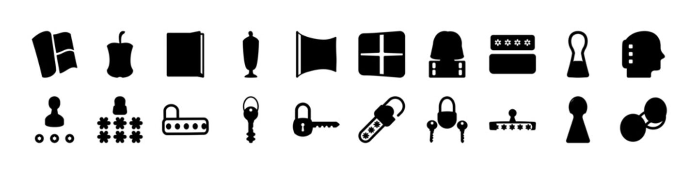 Set of Communication Network and Connection Icons - Collection of black silhouettes featuring network nodes, communication devices, and connection symbols, ideal for technology, networking, and digita