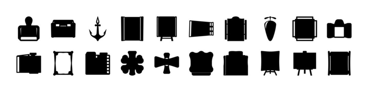 Business and office icons silhouettes briefcase document set - Black silhouette icon set featuring briefcases, documents, and office objects, representing business, work, organization, and professiona