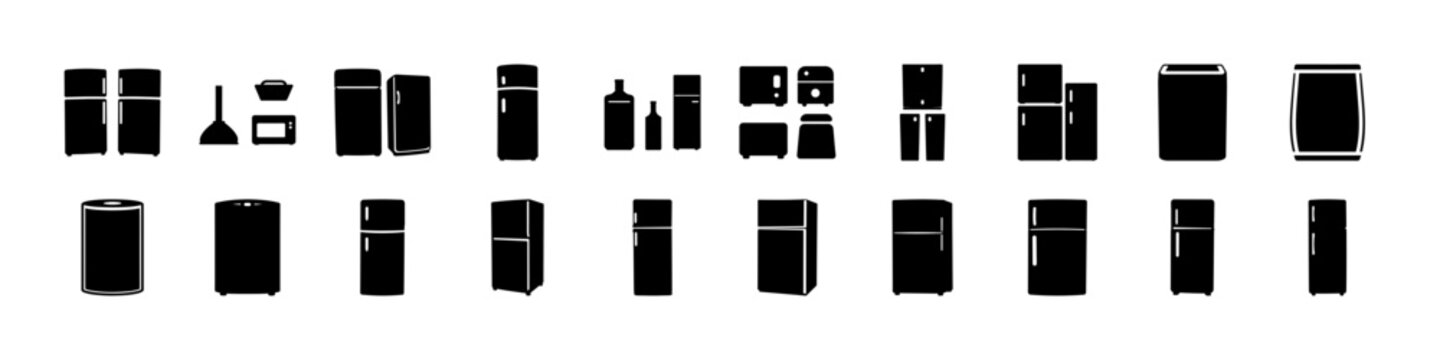 Building and city icons silhouettes architecture symbol set - Collection of black silhouette icons featuring buildings, skyscrapers, and urban structures, representing city life, architecture, and rea