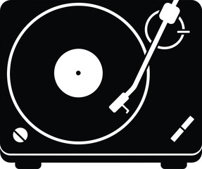 Retro turntable with vinyl record playing music audio equipment vector illustration © CreatiMart