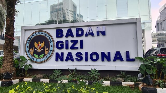 Gedung Badan Gizi National or National Nutrition Agency building to manage free nutritious meal (MGB) administration in Indonesia. Jakarta, April 16, 2026.