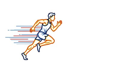 Fototapeta premium A man in a white tank top and shorts is running