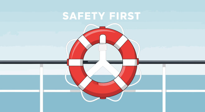 Maritime Safety First Lifebuoy Symbolizes Protection And Caution