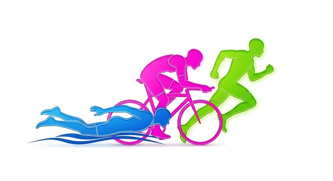 Triathletes in different disciplines racing together