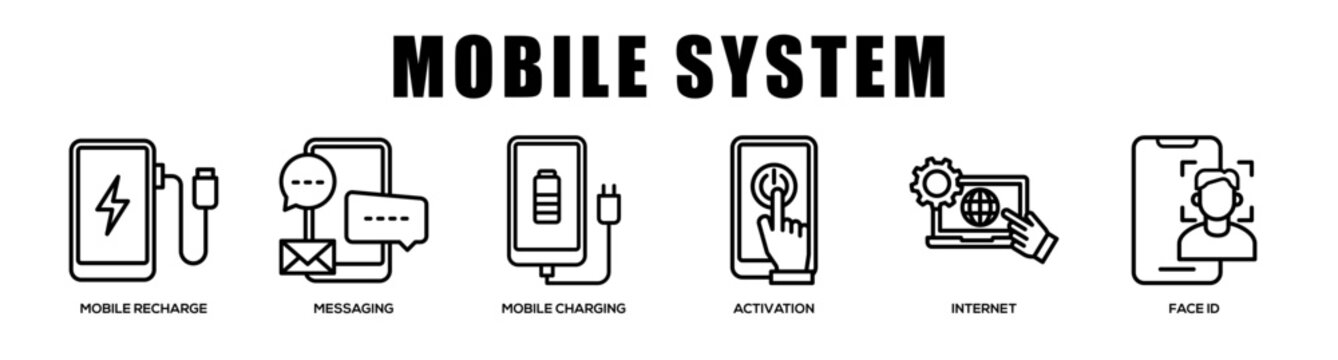 Mobile System web banner icon illustration concept