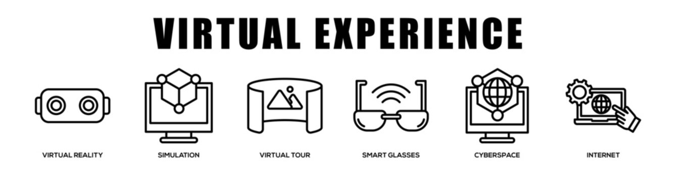Virtual Experience web banner icon illustration concept