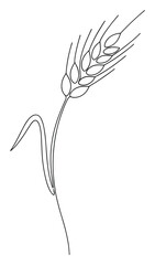 Fototapeta premium Simple line drawing of a wheat ear plant, perfect for food packaging, bakery logos, or agricultural branding projects