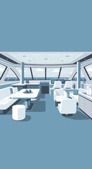 Fototapeta premium Modern Yacht Interior With Panoramic Ocean Views For Luxury Travel