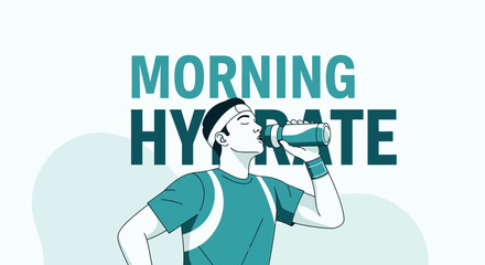 Naklejka premium Morning Hydration For Active Lifestyles And Wellness Routines