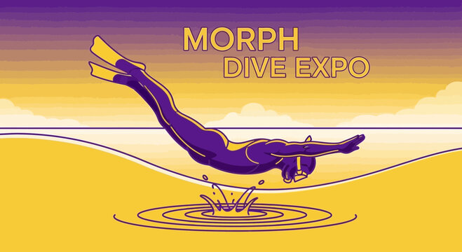 Morph Dive Expo Event Announcement Banner With Swimmer
