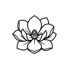 Obraz premium Minimal lotus flower line art illustration in black outline style.