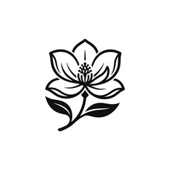 Obraz premium Elegant monochrome lotus flower illustration with stylized petals and leaves.