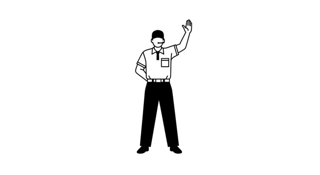 Official Signals Halt with Raised Hand