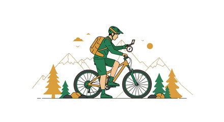 Fototapeta premium Mountain Biking Adventure Exploring Nature With Compass Gear
