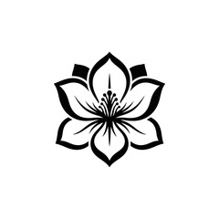 Obraz premium Stylized black lotus flower emblem with symmetrical decorative petals.