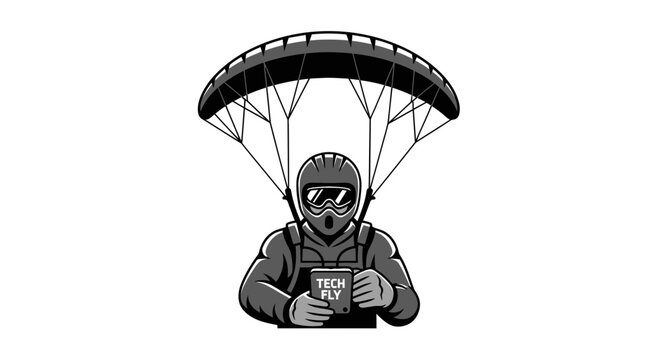 Paraglider Icon Represents Advanced Technology And Thrilling Air Sports Adventures