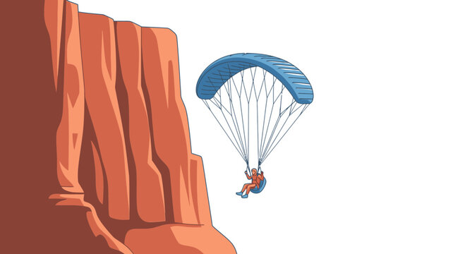 Paraglider Soaring Over Desert Canyon Adventure Thrill