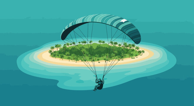 Paragliding Adventure Over a Lush Tropical Island Paradise