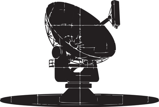 Satellite Dish, Black Vector Illustration, Communication Antenna, Broadcasting Equipment