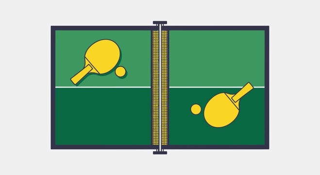 Ping Pong Play Dynamic Of Two Paddles And Balls On Court