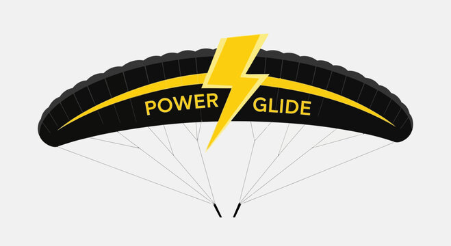 Power Glide Paraglider Vector Graphic With Bold Lightning Bolt Emblem